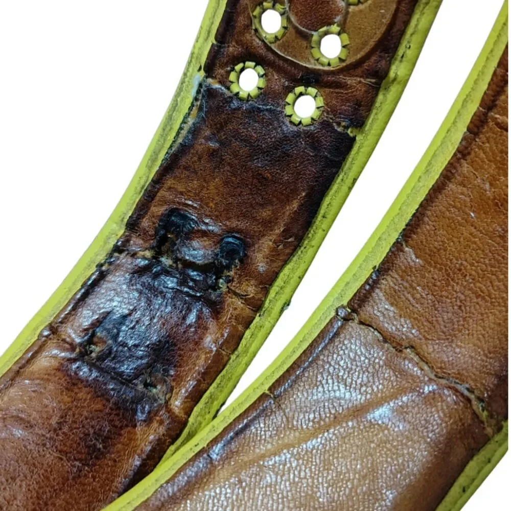 1950s Wide Yellow Leather Waist Cinching Belt Size Small Vintage Miss Pat